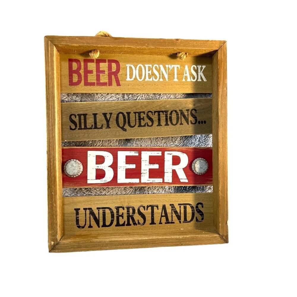 The Design House Home Decor Wall Hanging Rustic Sign Wood Beer Humor Weathered
